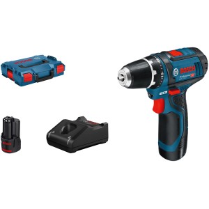 Bosch Professional GSR 12V-15 Akku-Bohrschrauber Set mit Akkus, Ladegerät und L-Boxx.