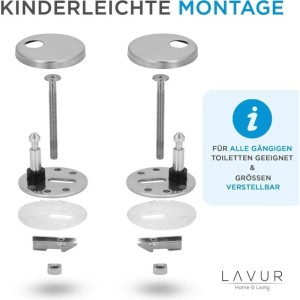 Montage-Set für Lavur WC-Sitze, bestehend aus Schrauben, Muttern und Befestigungen.