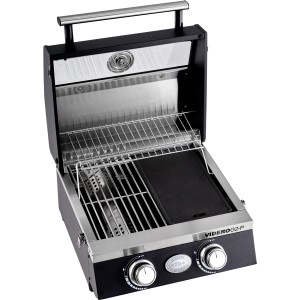 Rösle Videro G2-P Gasgrill, portable Ausführung in Schwarz mit Grillrost und Grillplatte.