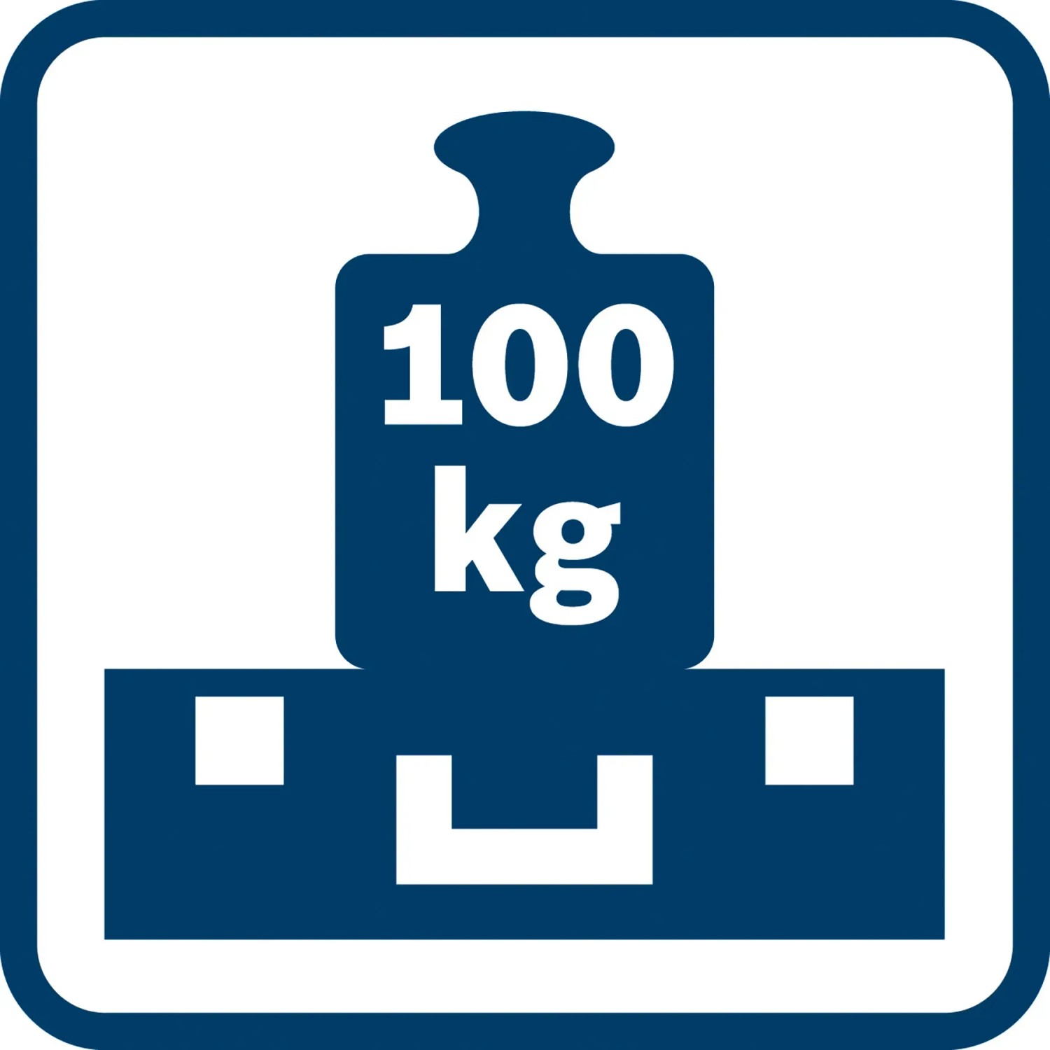 Symbol: Werkzeugkiste belastbar bis 100 kg. Belastbarkeit der Bosch L-Boxx Werkzeugkoffer.