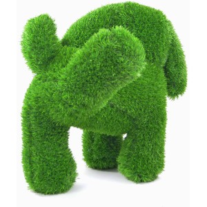 Grüne AniPlants Gartenfigur Hund, pinkelnd, 50 cm. Dekorative Gartendeko.
