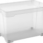 Transparente OBI Allzweckbox Santos XL mit Rollen, 57 l, 36x38x56,5 cm. Ideal zur Aufbewahrung und als Transportbox.