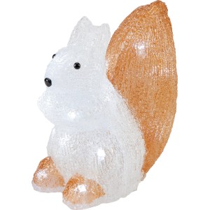 Acryl-Eichhörnchen LED, weiß-braune Weihnachtsfigur für den Außenbereich.