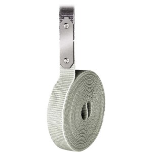 Schellenberg Gurtfix Reparaturset Maxi, 23 mm, Grau, mit aufgerolltem Rollladengurt und Befestigung.