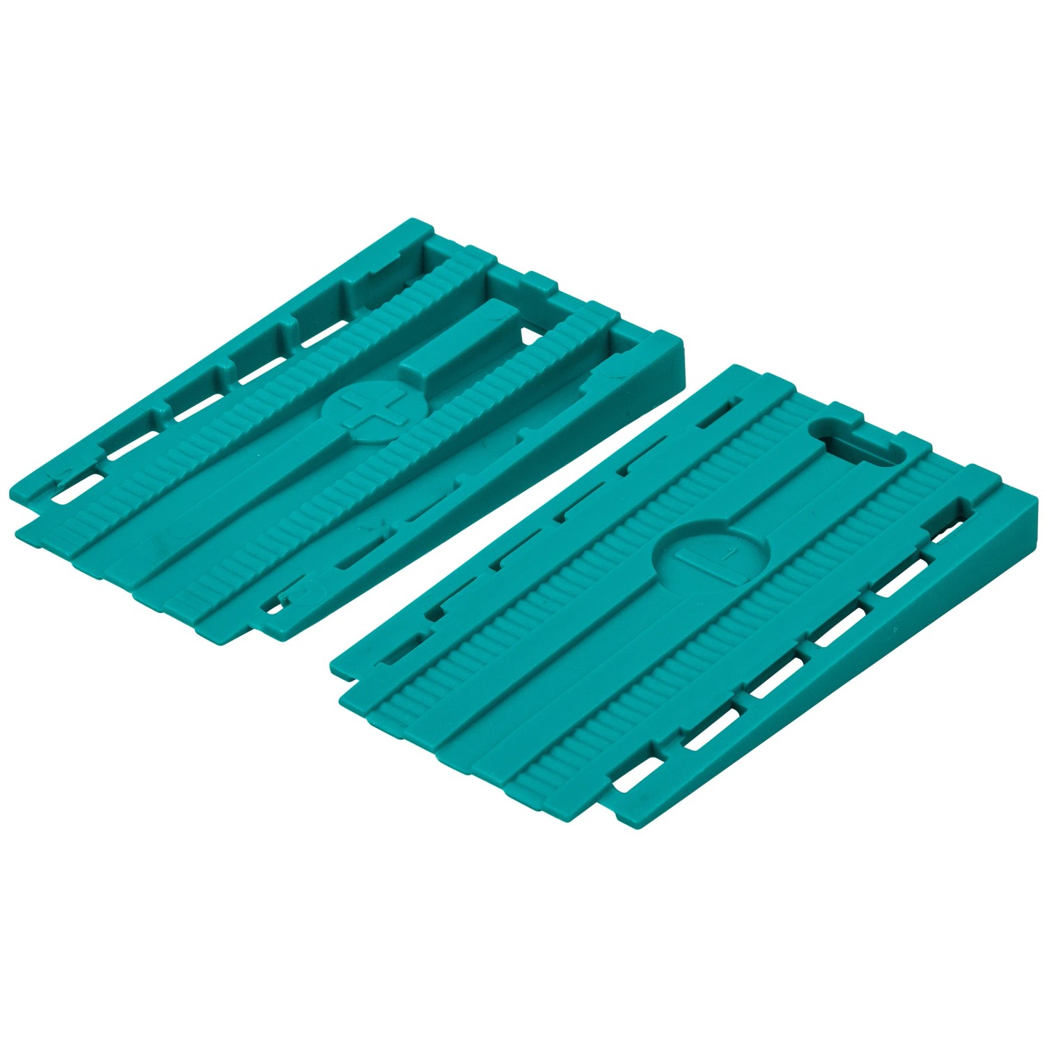Wolfcraft Universal-Keile, 30 Stück, türkis, für Laminat & Parkett, mit 2-in-1 Funktion.