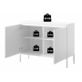 Weißes Selsey Sideboard Bemmi mit offenen Türen, 4 Fächern. Belastung: 20 kg oben, 5 kg pro Fach. Kommode mit Stauraum.