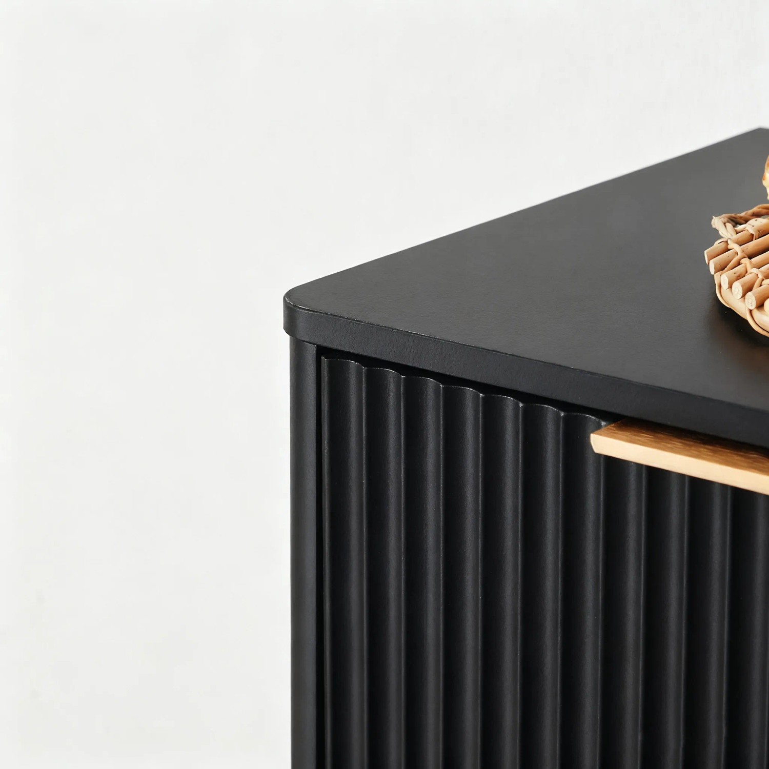 okwish Sideboard mit Wellenform Aufbewahrung Wohnzimmer 150x40x70cm Schwarz_6