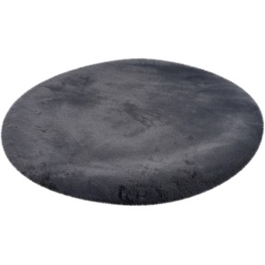 Runder, graphitfarbener Lalee Teppich Heaven, Ø 120 cm, Kurzflorteppich.
