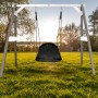 Axi Nestschaukel Roxy Grau-Weiß im Garten, Schaukel für Kinder.