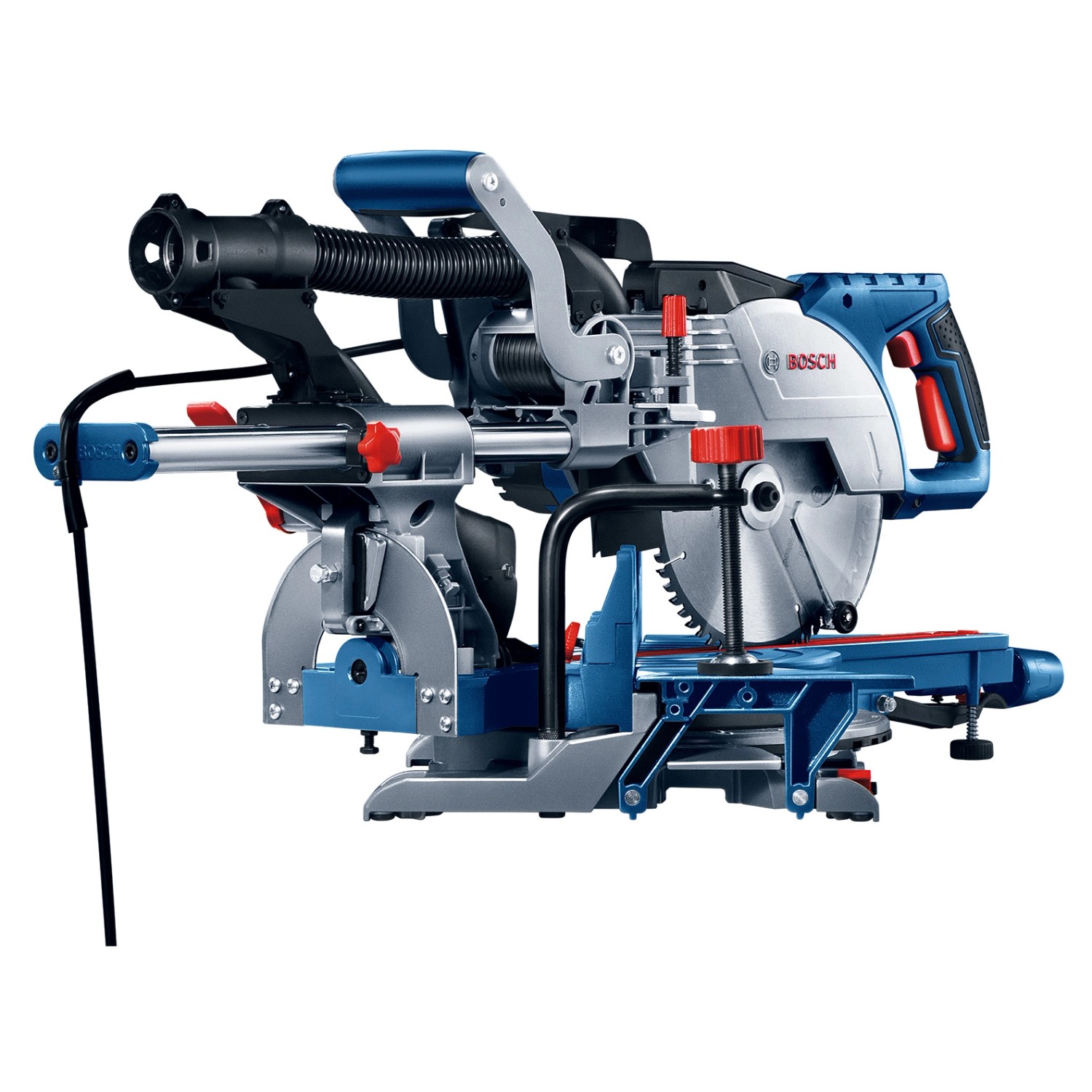 Bosch Professional Paneelsäge GCM 8 SJL, 1600 W, mit Kreissägeblatt Ø 216 mm. Zug-, Kapp- und Gehrungssäge in Blau/Silber.