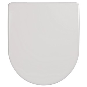 Weißer WC-Sitz Deluxe von Sanitop-Wingenroth mit Absenkautomatik und D-Form.