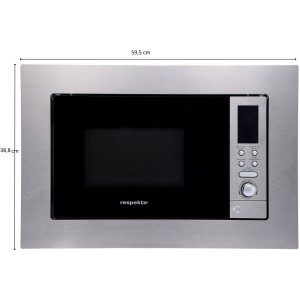 Respekta Einbau-Mikrowelle MW 800 Edelstahl mit Grill, 800 W. Frontale Ansicht.
