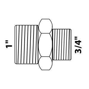Kirchhoff Reduzier-Doppelnippel, Chrom, 33,3 mm (1 AG) x 26,4 mm (3/4 AG) für Gewindefittings.