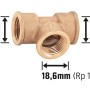 Rotguss Gewinde-T-Stück, 18,6 mm (Rp 1/2) für Heizung und Trinkwasserinstallation.