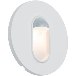 Weiße Paulmann Wandeinbauleuchte mit Bewegungssensor, rund, für den Innenbereich.