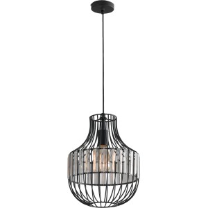 Schwarze Luce Design Pendelleuchte Opium mit Glasapplikationen für Wohn- und Schlafzimmer.