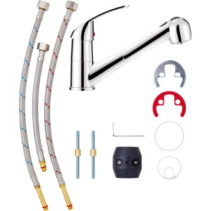 baliv Küchenarmatur KI-1181 Chrom mit Zubehör, Einhebelmischer mit Geschirrbrause.