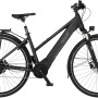 Schwarzes Fischer E-Bike Viator 6.0i (44 cm) mit Trapezrahmen und Gepäckträger.