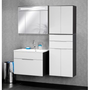 Fackelmann Bad-Hochschrank Kara, anthrazit, 176x61x32cm, mit Schubladen und Softclose. Badezimmerschrank für mehr Stauraum.