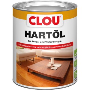 Dose Clou Hartöl Weiß-Transparent 750ml für Holzoberflächen im Innenbereich.