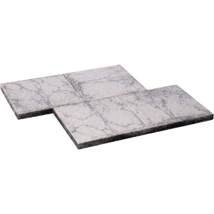 Diephaus Terrassenplatte Mirador, weiß-schwarz, 40x40 cm, Marmor-Optik für Terrasse & Gehweg.