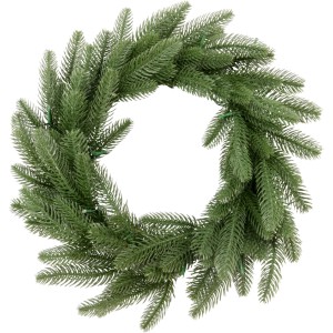 Grüner OBI Kunsttannenkranz Dalbyn, 40 cm, mit integrierter Beleuchtung. Ideal für festliche Innenraumdekoration.