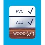 Symbol für tesa Insektenschutz Lamellenvorhang: Geeignet für PVC, Alu und Holzrahmen.