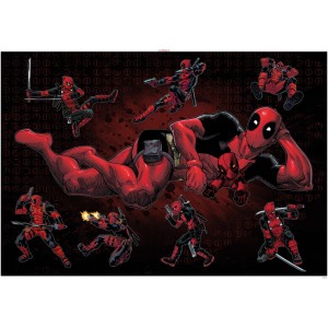 Komar Deko-Sticker: Deadpool in verschiedenen Posen, ideal als Wandtattoo.