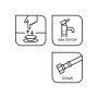 Icons: Pop-Up Ventil, Armatur mit UBA/DVGW Zertifikat, DVGW Schlauch für baliv Waschtischarmatur.