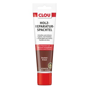 Clou Holzreparatur-Spachtel, dunkelbraun, 55g Tube für Holzreparaturen im Innen- und Außenbereich.