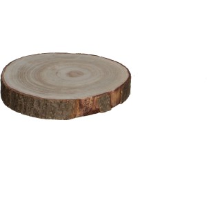Brauner Dekoteller aus Holz, Ø20cm, ideal als Untersetzer für Weihnachtsdeko oder Pflanzen.