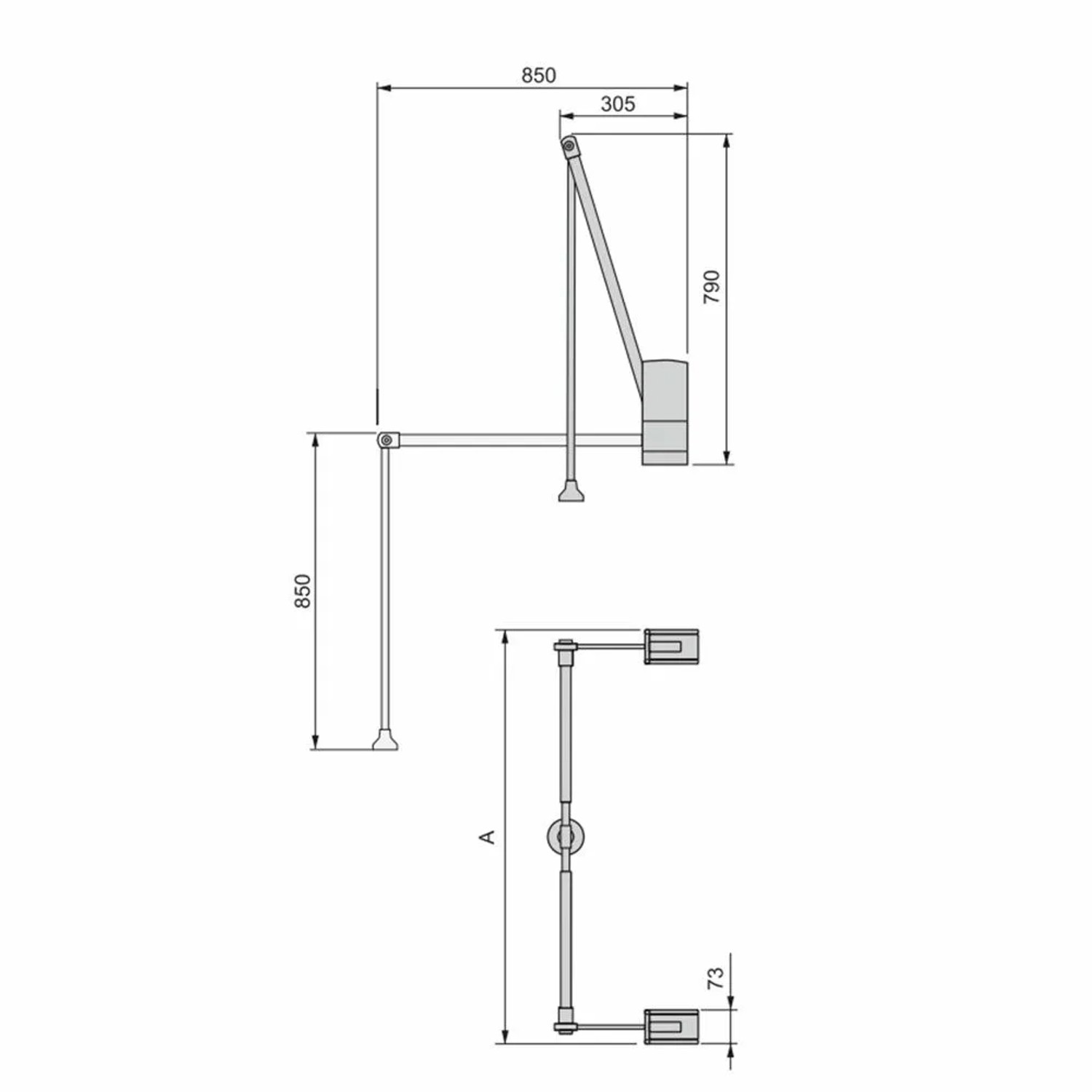 Emuca Kleiderlift Hang für Garderoben Wandmontage Stahl und Kunststoff Verchromt 600 bis 830 mm_5
