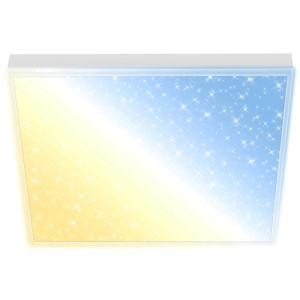 Brilo LED Panel mit Sternenhimmel-Effekt und Leuchtkante, 38 cm, weiß.
