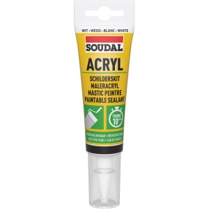 Tube Maler Acryl Express Weiß, 80ml, von Soudal. Zum Abdichten von Rissen und Fugen.