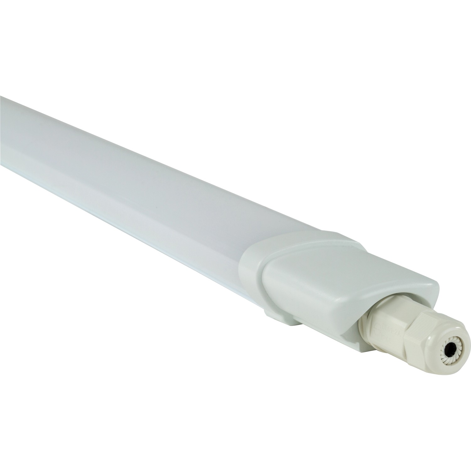 Weiße REV LED-Feuchtraumleuchte Super Slim, 150 cm, Detailaufnahme.