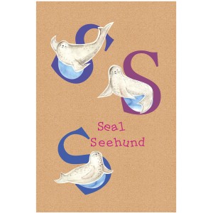 Komar Wandbild ABC Animal S, 30x40 cm, mit Seehund-Illustration für Kinderzimmer.