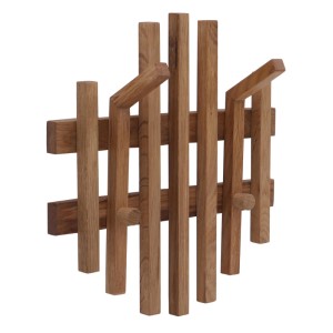 MCA Garderobenpaneel P57 aus Massivholz Eiche, 40x38cm mit vier Haken.
