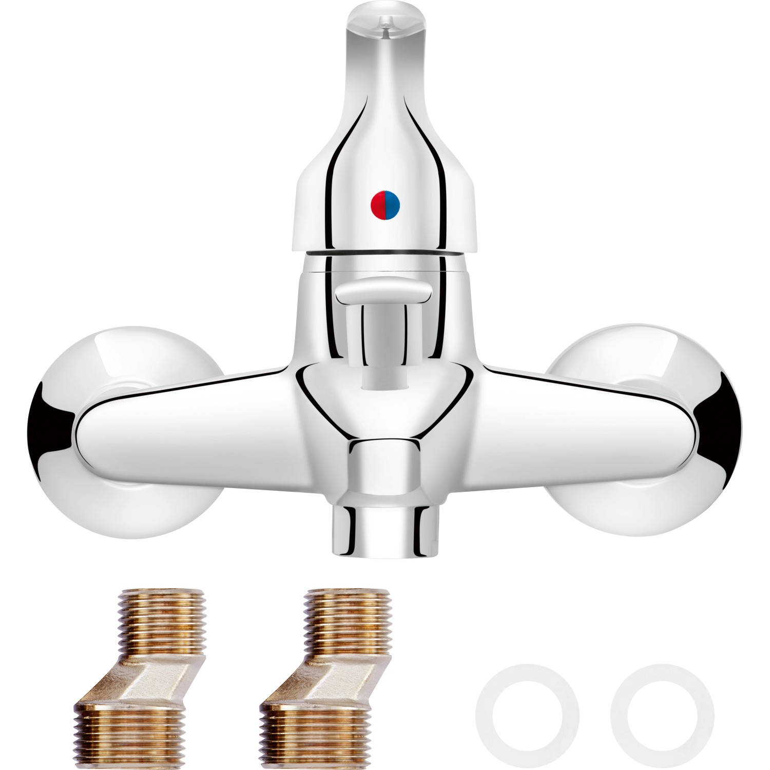 baliv Wannenarmatur WA-5170 Chrom mit S-Anschlüssen und Rosetten für die Wandmontage.