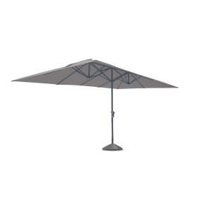 Leco Marktschirm, 270x460 cm, anthrazit, mit Kurbel. Rechteckiger Sonnenschirm für Garten und Balkon.