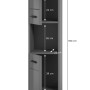 Grauer OBI Bad Hochschrank, 30x180x30 cm, mit offenen Fächern und Türen.