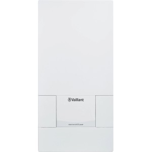 Vaillant Elektronischer Durchlauferhitzer (21 kW), druckfest, weiße Ausführung.