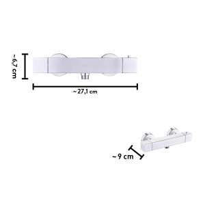 baliv Thermostat-Duscharmatur DU-2080 in Chrom, Maße dargestellt.