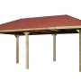 Weka Gartenoase 651 B: Holz-Pavillon mit roten Dachschindeln, 678x380 cm. Ideal für den Garten.