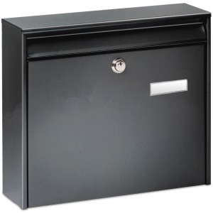 Burg-Wächter Briefkasten Potsdam 877, Anthrazit, Stahl, mit Schloss und Namensschild.