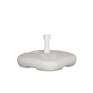 Weißer Enne Plastica Schirmständer Papillon aus Kunststoff, befüllbar. Für Sonnenschirme Ø 18-32mm.