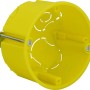 Gelbe 1-fach Hohlwanddose Pro, Ø 68 mm x 45 mm, für den Einbau von Schaltern und Steckdosen.