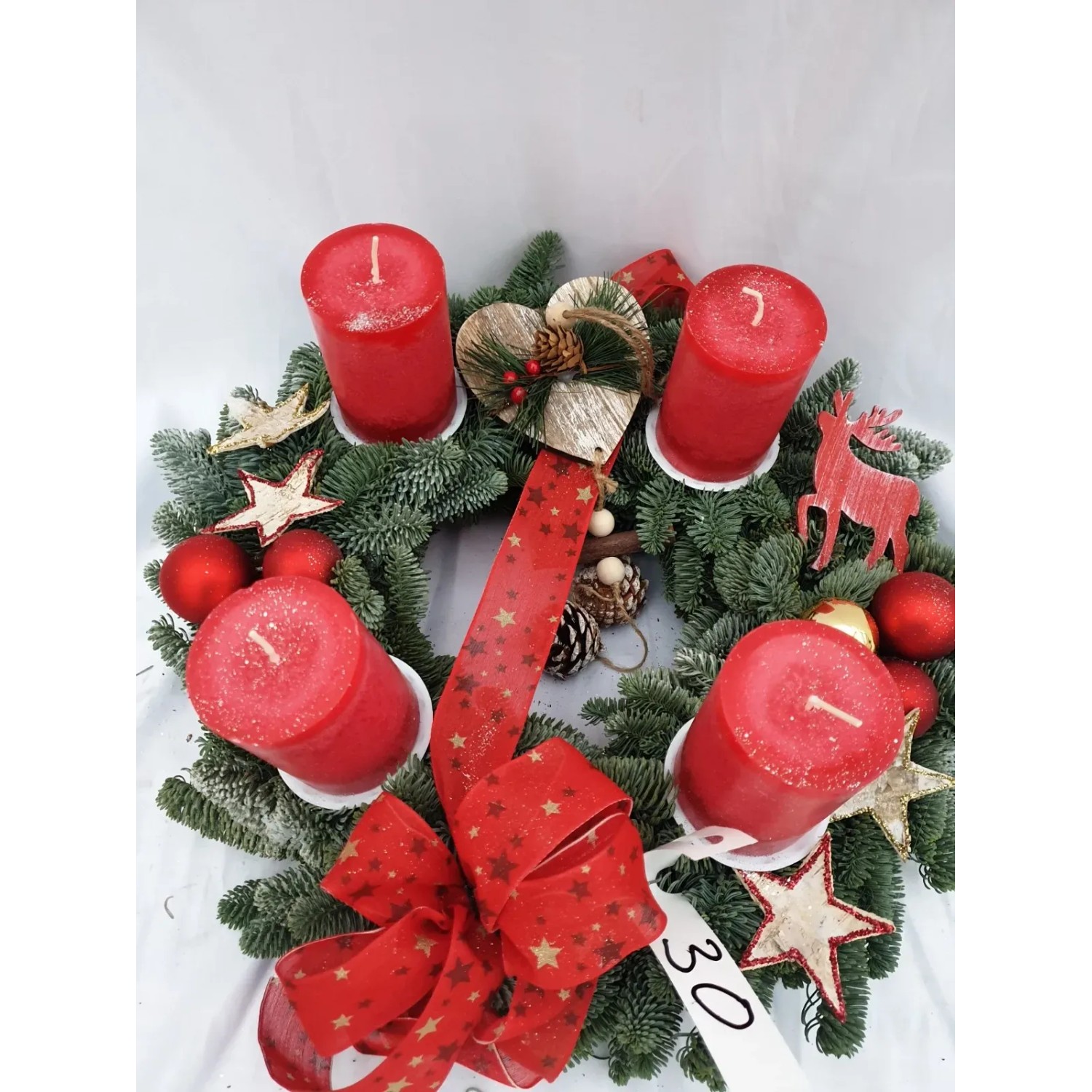 Adventskranz 35 cm Garniert Exklusiv Rot kaufen bei OBI