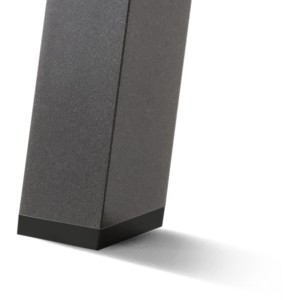 Detailaufnahme: Graphitfarbener Tischbein des Sieger Gartentischs, rechteckig, aus Aluminium.