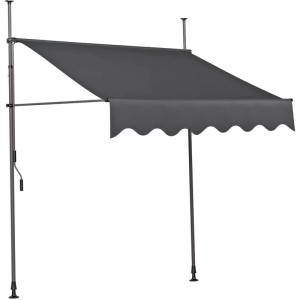 Anthrazitfarbene Klemmmarkise von Garden Pleasure, 309x230x150 cm, höhenverstellbar.