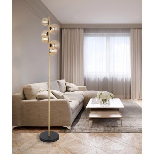 Globo LED-Stehlampe Riha 6-flammig Schwarz matt 285 x 265 x 1550 mm